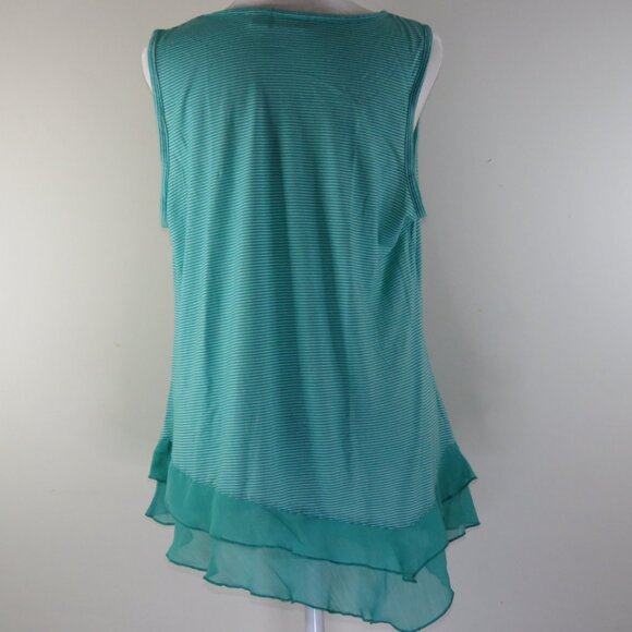 Cato Women's Green & White Striped Tank Top with Palm Trees Size L (C1641) - Picture 5 of 7